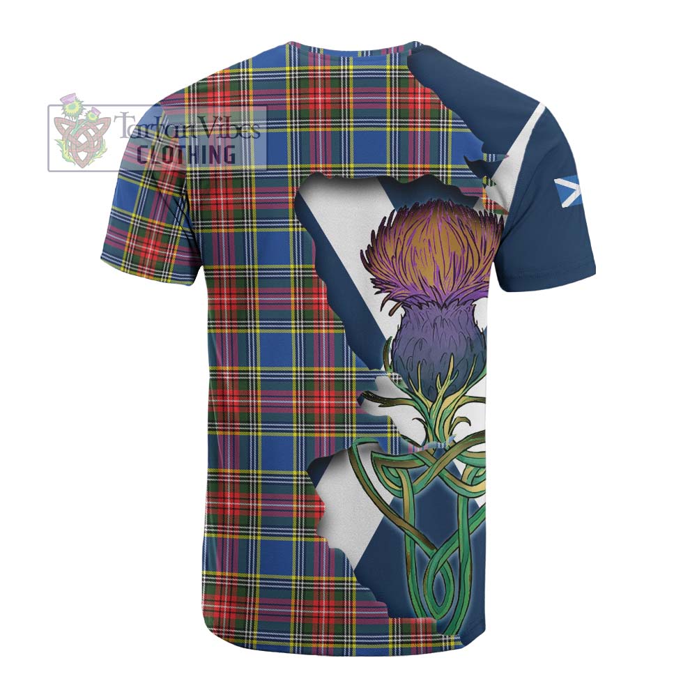 Tartan Vibes Clothing Bethune Tartan Family Crest Cotton T-shirt Scottish Thistle Celtic Inspired