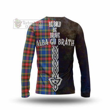 Bethune Tartan Family Crest Long Sleeve T-Shirt Alba Gu Brath Be Brave Lion Ancient Style