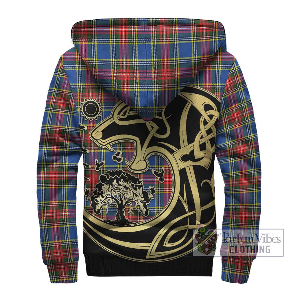 Bethune Tartan Sherpa Hoodie with Family Crest Celtic Wolf Style - Tartan Vibes Clothing