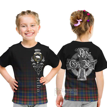 Tartan Vibes Clothing Bethune Tartan Kid T-Shirt Featuring Alba Gu Brath Family Crest Celtic Inspired
