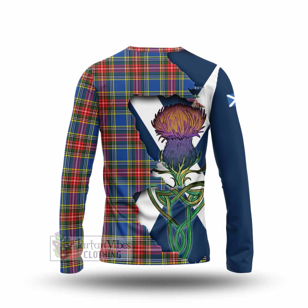 Tartan Vibes Clothing Bethune Tartan Family Crest Long Sleeve T-Shirt Scottish Thistle Celtic Inspired