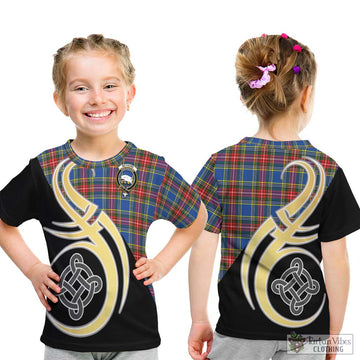 Bethune Tartan Kid T-Shirt with Family Crest and Celtic Symbol Style - Tartan Vibes Clothing