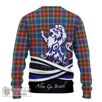Bethune Tartan Knitted Sweater with Alba Gu Brath Regal Lion Emblem - Tartanvibesclothing Shop
