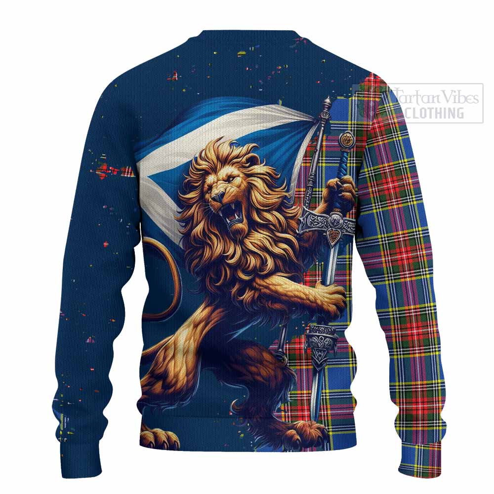 Tartan Vibes Clothing Bethune Tartan Family Crest Knitted Sweater with Scottish Majestic Lion