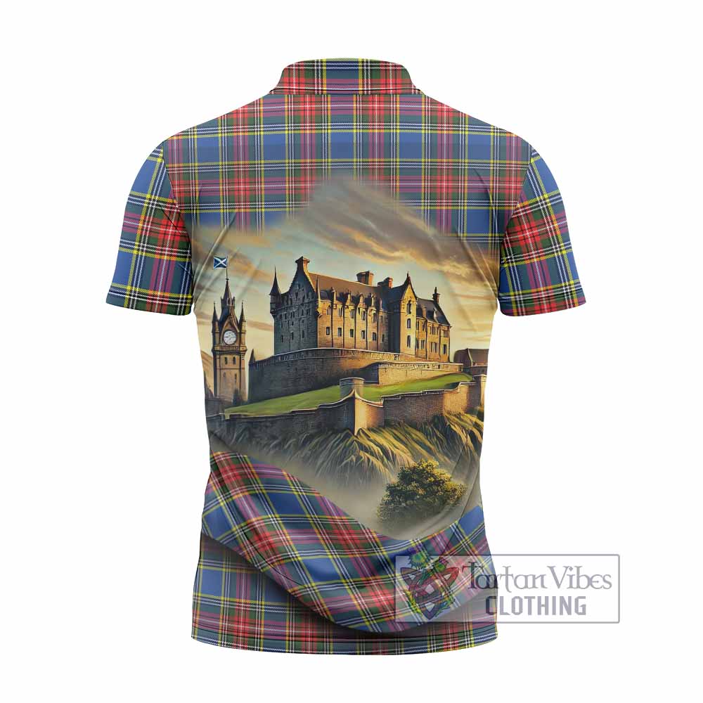 Tartan Vibes Clothing Bethune Tartan Family Crest Zipper Polo Shirt with Scottish Ancient Castle Stype