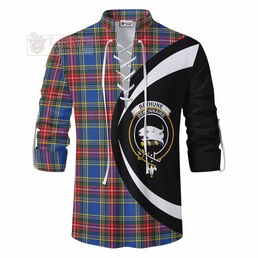 Tartan Vibes Clothing Bethune Tartan Ghillie Kilt Shirt with Family Crest Circle Style