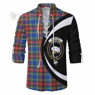Tartan Vibes Clothing Bethune Tartan Ghillie Kilt Shirt with Family Crest Circle Style
