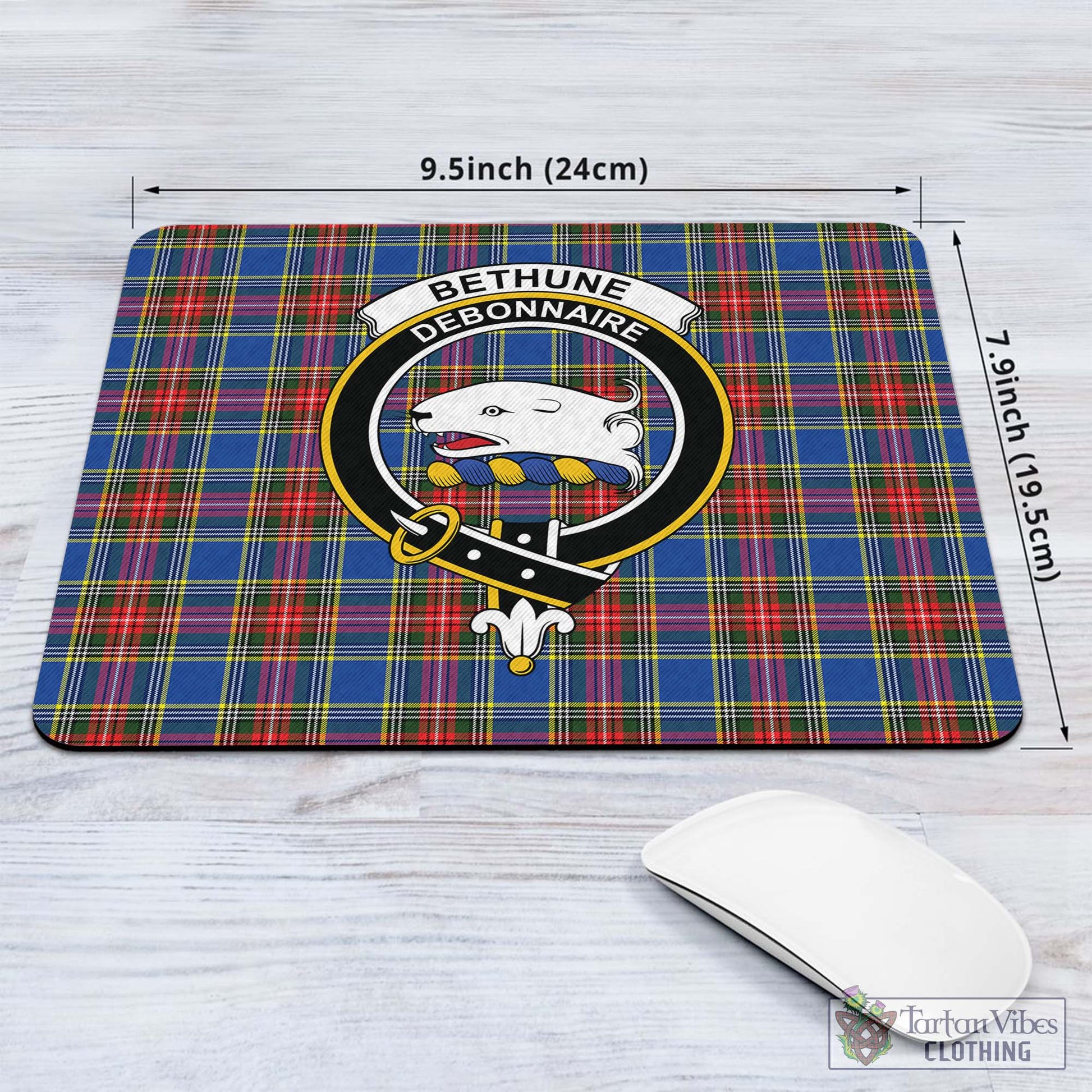 Tartan Vibes Clothing Bethune Tartan Mouse Pad with Family Crest