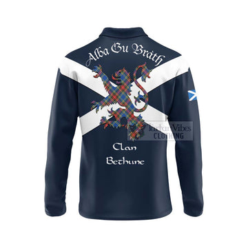 Tartan Vibes Clothing Bethune Tartan Lion Rampant Long Sleeve Polo Shirt – Proudly Display Your Heritage with Alba Gu Brath and Clan Name