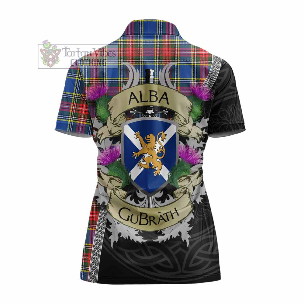 Tartan Vibes Clothing Bethune Tartan Family Crest Women's Polo Shirt Lion Rampant Royal Thistle Shield Celtic Inspired