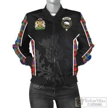 Bethune Tartan Bomber Jacket with Family Crest and Scottish Thistle Vibes Sport Style