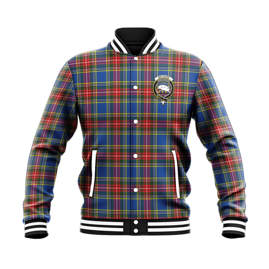Bethune Tartan Baseball Jacket with Family Crest - Tartan Vibes Clothing
