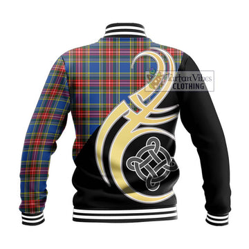 Bethune Tartan Baseball Jacket with Family Crest and Celtic Symbol Style - Tartan Vibes Clothing