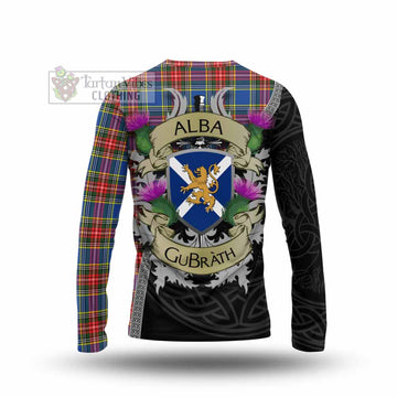 Bethune Tartan Family Crest Long Sleeve T-Shirt Lion Rampant Royal Thistle Shield Celtic Inspired
