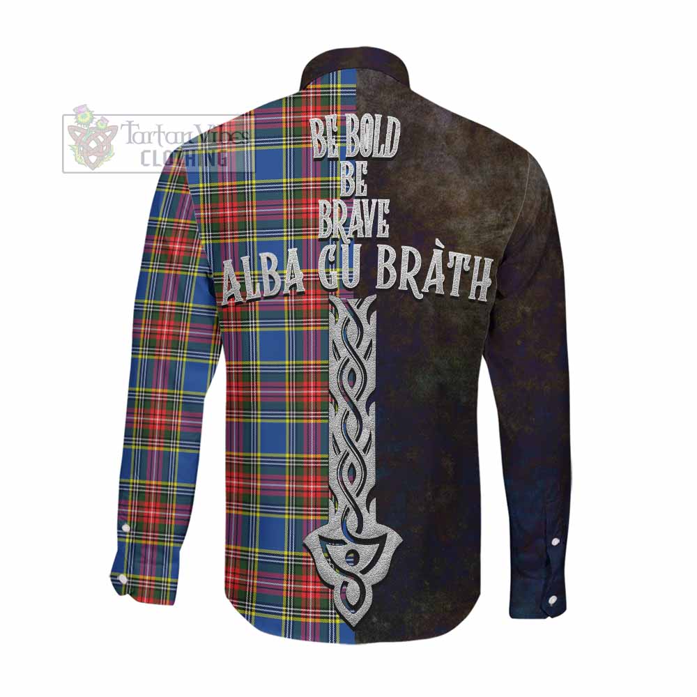 Tartan Vibes Clothing Bethune Tartan Family Crest Long Sleeve Button Shirt Alba Gu Brath Be Brave Lion Ancient Style