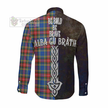 Bethune Tartan Family Crest Long Sleeve Button Shirt Alba Gu Brath Be Brave Lion Ancient Style