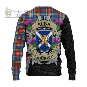 Tartan Vibes Clothing Bethune Tartan Family Crest Knitted Sweater Lion Rampant Royal Thistle Shield Celtic Inspired