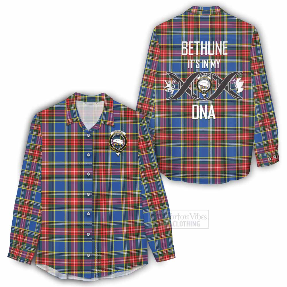 Tartan Vibes Clothing Bethune Tartan Women's Casual Shirt with Family Crest DNA In Me Style