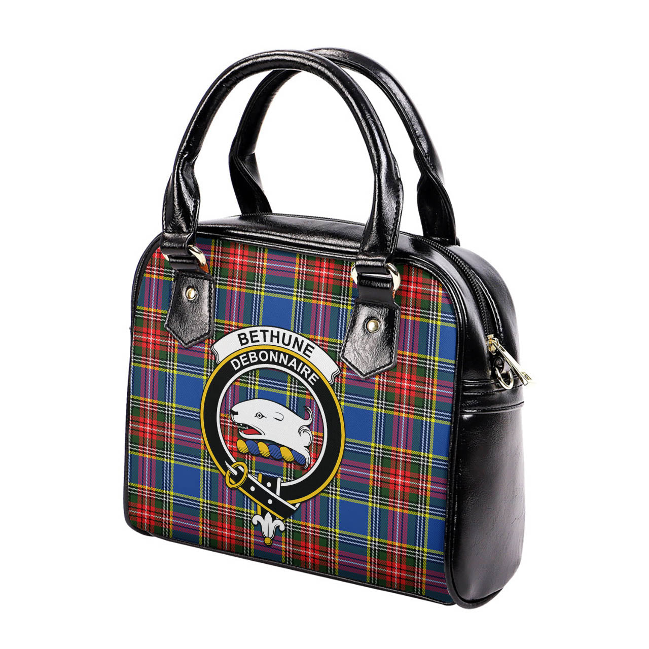 Bethune Tartan Shoulder Handbags with Family Crest - Tartanvibesclothing
