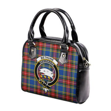 Bethune Tartan Shoulder Handbags with Family Crest - Tartanvibesclothing