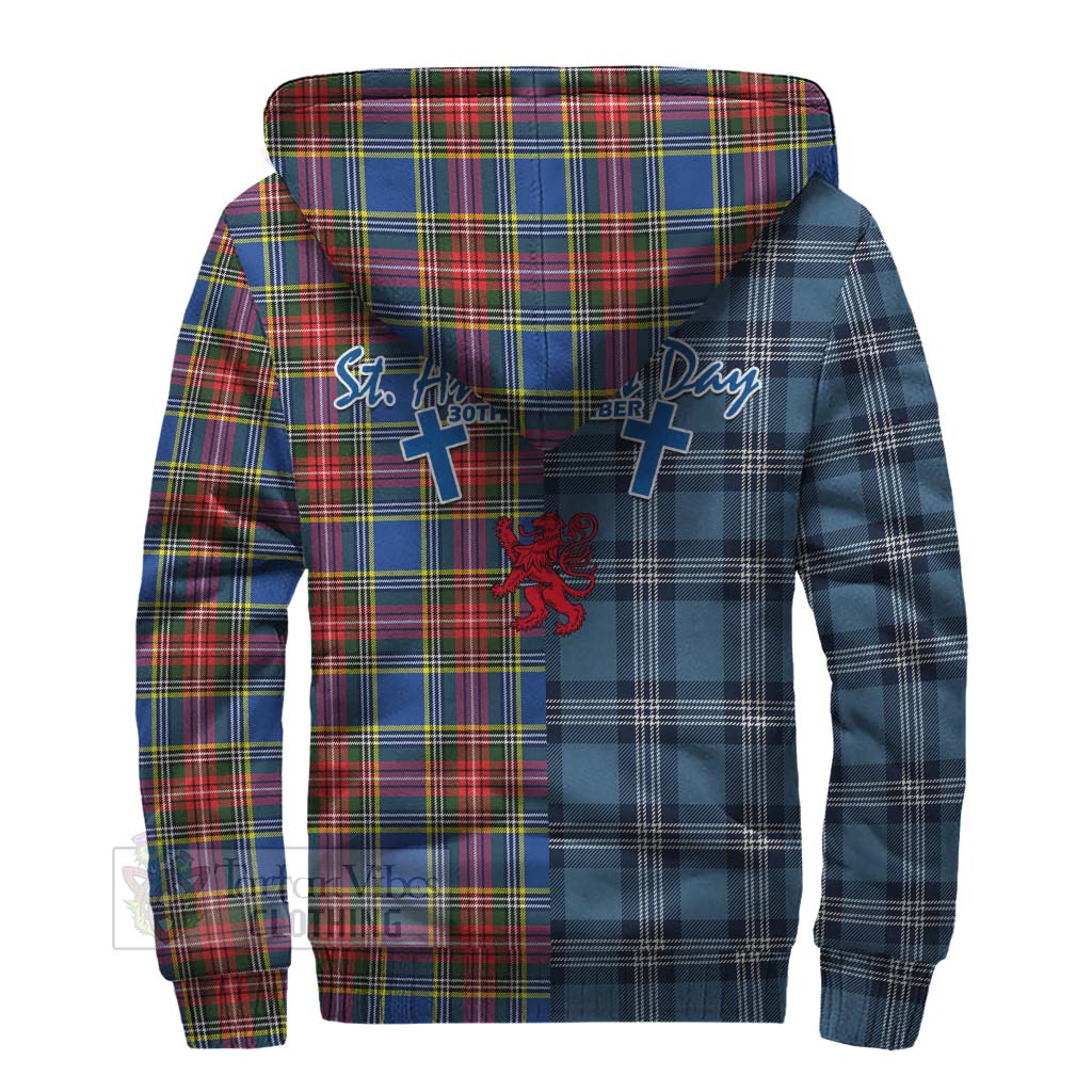 Tartan Vibes Clothing Bethune Tartan Sherpa Hoodie Happy St. Andrew's Day Half Tartan Style