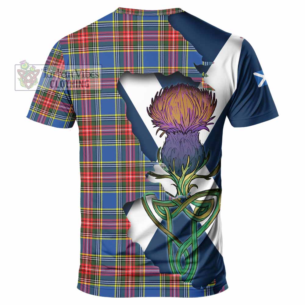 Tartan Vibes Clothing Bethune Tartan Family Crest T-Shirt Scottish Thistle Celtic Inspired