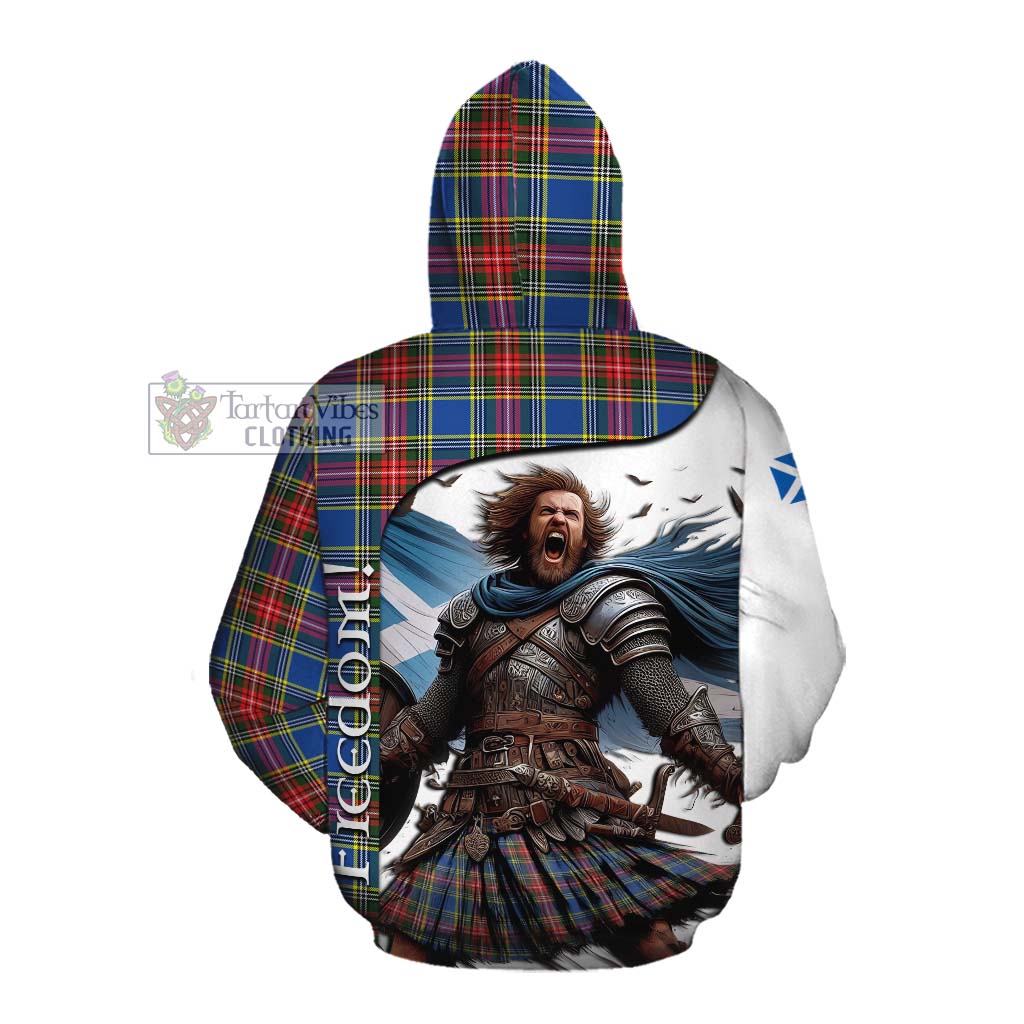Tartan Vibes Clothing Bethune Crest Tartan Cotton Hoodie Inspired by the Freedom of Scottish Warrior