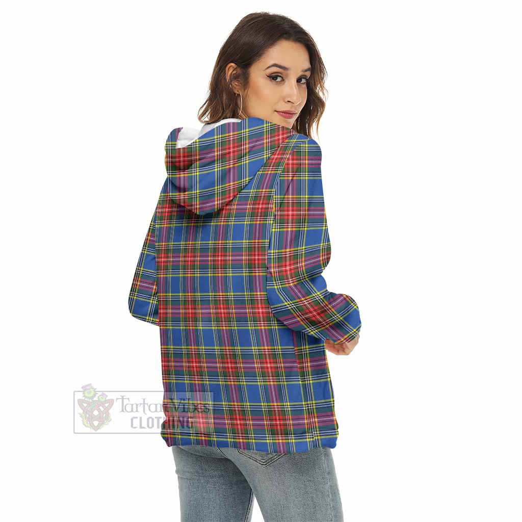 Tartan Vibes Clothing Bethune Tartan Crest Women's Borg  Half Zip Fleece Hoodie