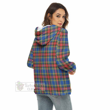 Bethune Tartan Women's Borg Fleece Hoodie with Half Zip with Family Crest