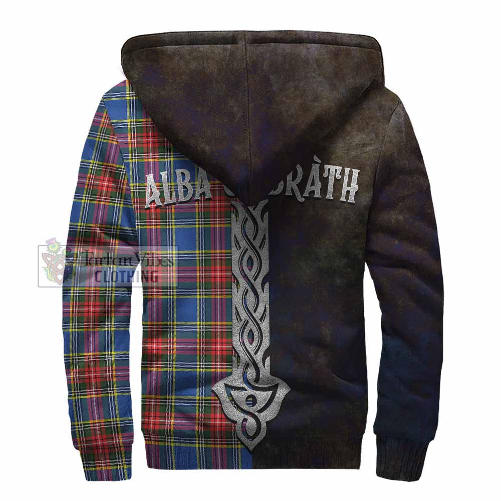 Tartan Vibes Clothing Bethune Tartan Family Crest Sherpa Hoodie Alba Gu Brath Be Brave Lion Ancient Style