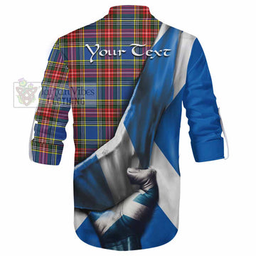 Tartan Vibes Clothing Bethune Tartan Ghillie Kilt Shirt with Family Crest Scotland Patriotic Style