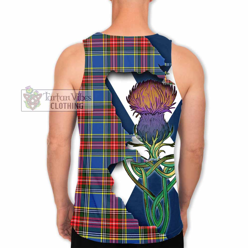 Tartan Vibes Clothing Bethune Tartan Family Crest Men's Tank Top Scottish Thistle Celtic Inspired