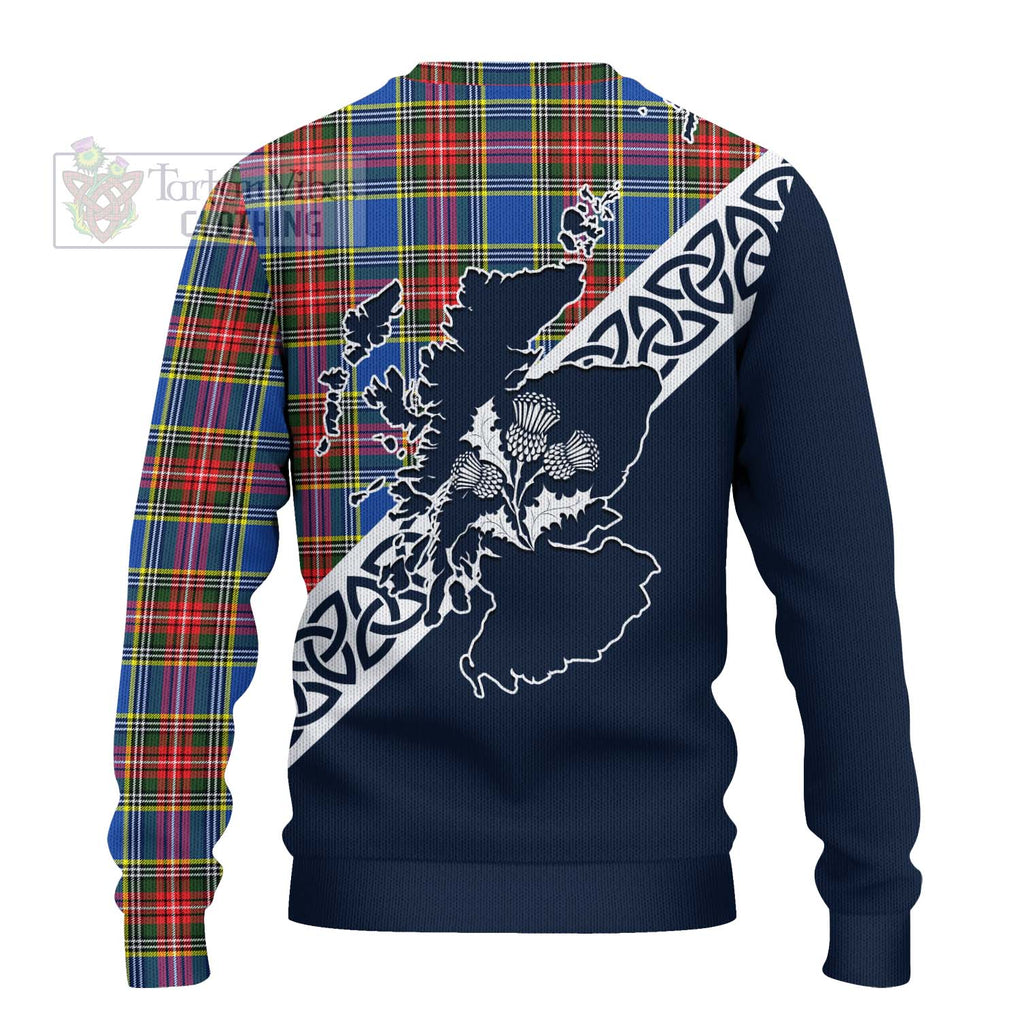 Tartan Vibes Clothing Bethune Tartan Knitted Sweater Featuring Thistle and Scotland Map