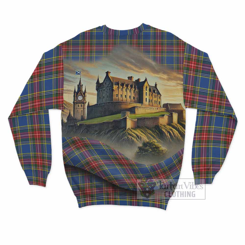 Tartan Vibes Clothing Bethune Tartan Family Crest Sweatshirt with Scottish Ancient Castle Style