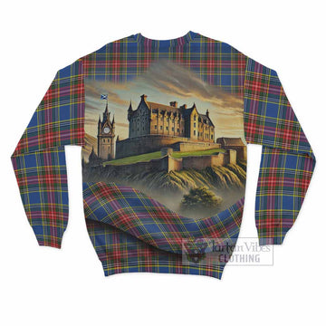 Bethune Tartan Family Crest Sweatshirt with Scottish Ancient Castle Style