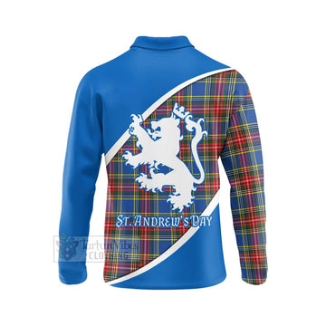 Tartan Vibes Clothing Bethune Family Crest Tartan Long Sleeve Polo Shirt Celebrate Saint Andrew's Day in Style
