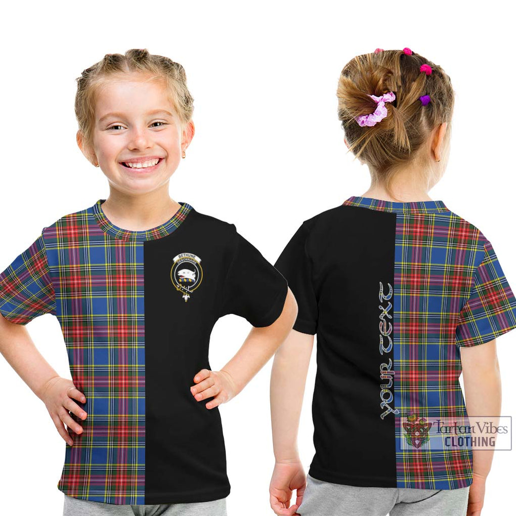 Bethune Tartan Kid T-Shirt with Family Crest and Half Of Me Style - Tartanvibesclothing Shop