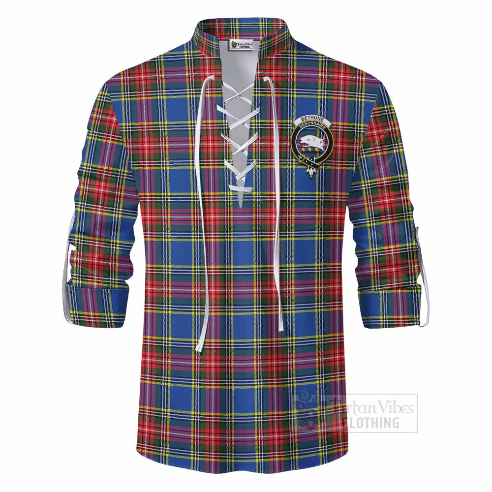 Tartan Vibes Clothing Bethune Tartan Ghillie Kilt Shirt with Family Crest DNA In Me Style