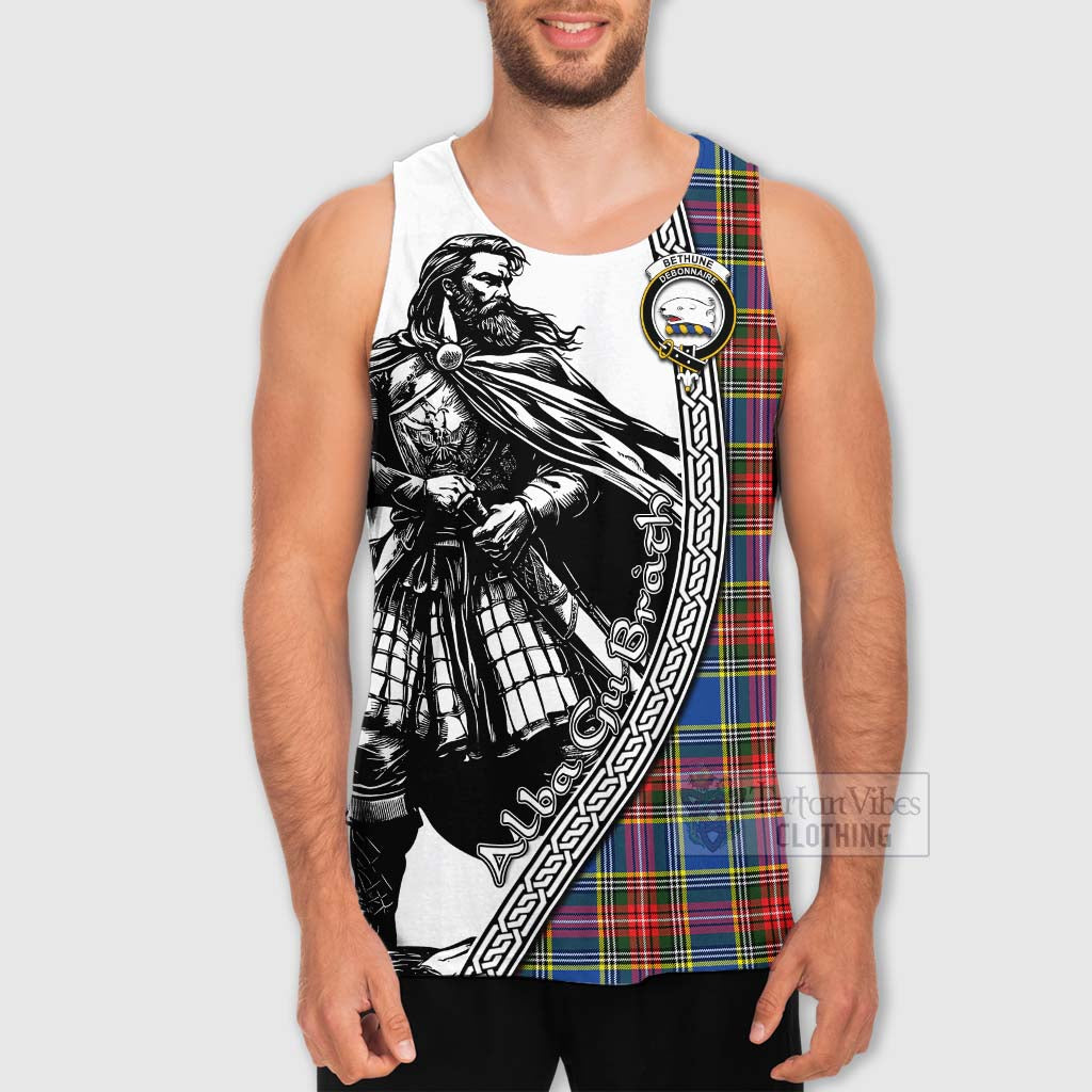 Tartan Vibes Clothing Bethune Tartan Clan Crest Men's Tank Top with Highlander Warrior Celtic Style