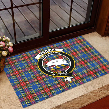 Bethune Tartan Rubber Doormat with Family Crest