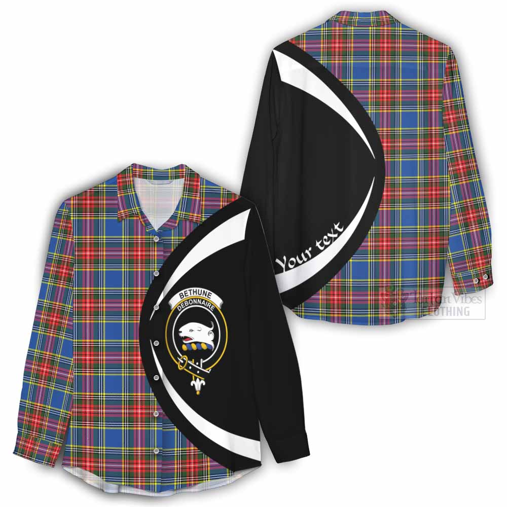 Tartan Vibes Clothing Bethune Tartan Women's Casual Shirt with Family Crest Circle Style