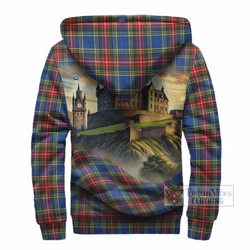 Bethune Tartan Family Crest Sherpa Hoodie with Scottish Ancient Castle Style