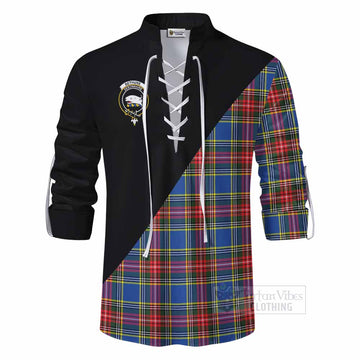 Tartan Vibes Clothing Bethune Tartan Ghillie Kilt Shirt with Family Crest and Military Logo Style