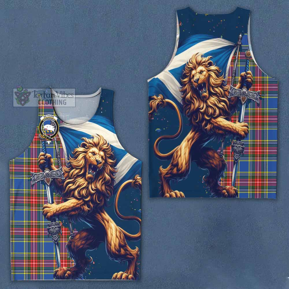 Tartan Vibes Clothing Bethune Tartan Family Crest Men's Tank Top with Scottish Majestic Lion