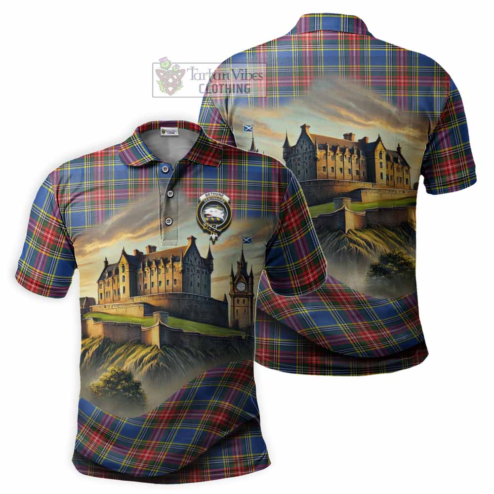 Tartan Vibes Clothing Bethune Tartan Family Crest Polo Shirt with Scottish Ancient Castle Stype