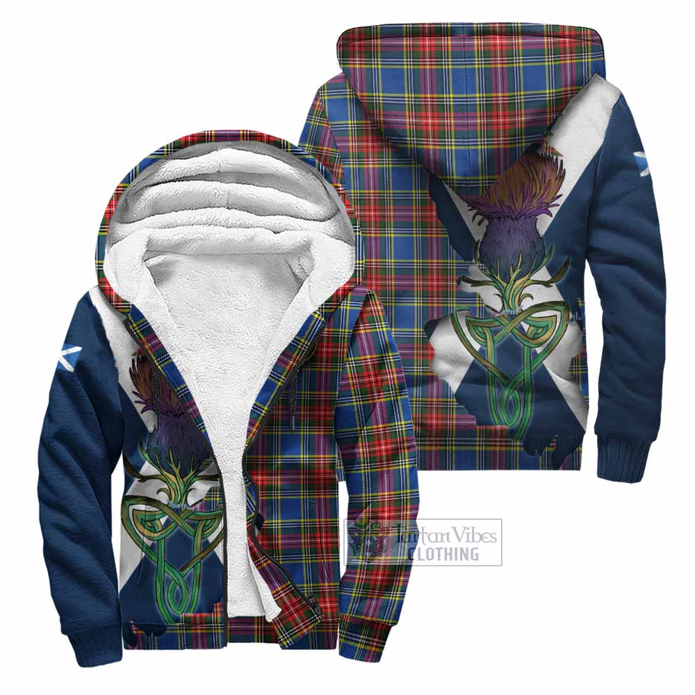 Tartan Vibes Clothing Bethune Tartan Family Crest Sherpa Hoodie Scottish Thistle Celtic Inspired