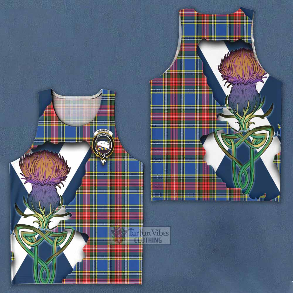 Tartan Vibes Clothing Bethune Tartan Family Crest Men's Tank Top Scottish Thistle Celtic Inspired