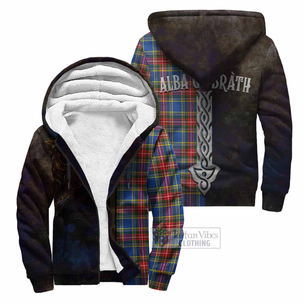 Tartan Vibes Clothing Bethune Tartan Family Crest Sherpa Hoodie Alba Gu Brath Be Brave Lion Ancient Style