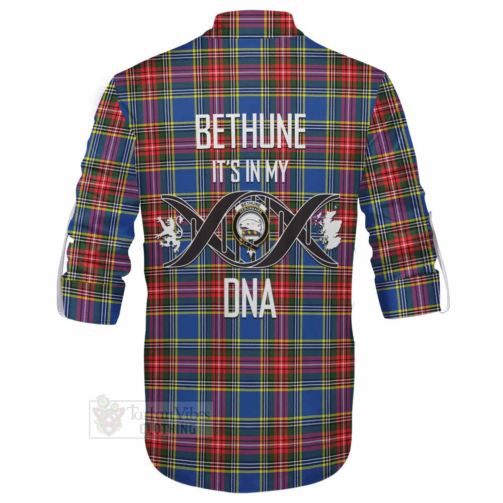 Tartan Vibes Clothing Bethune Tartan Ghillie Kilt Shirt with Family Crest DNA In Me Style