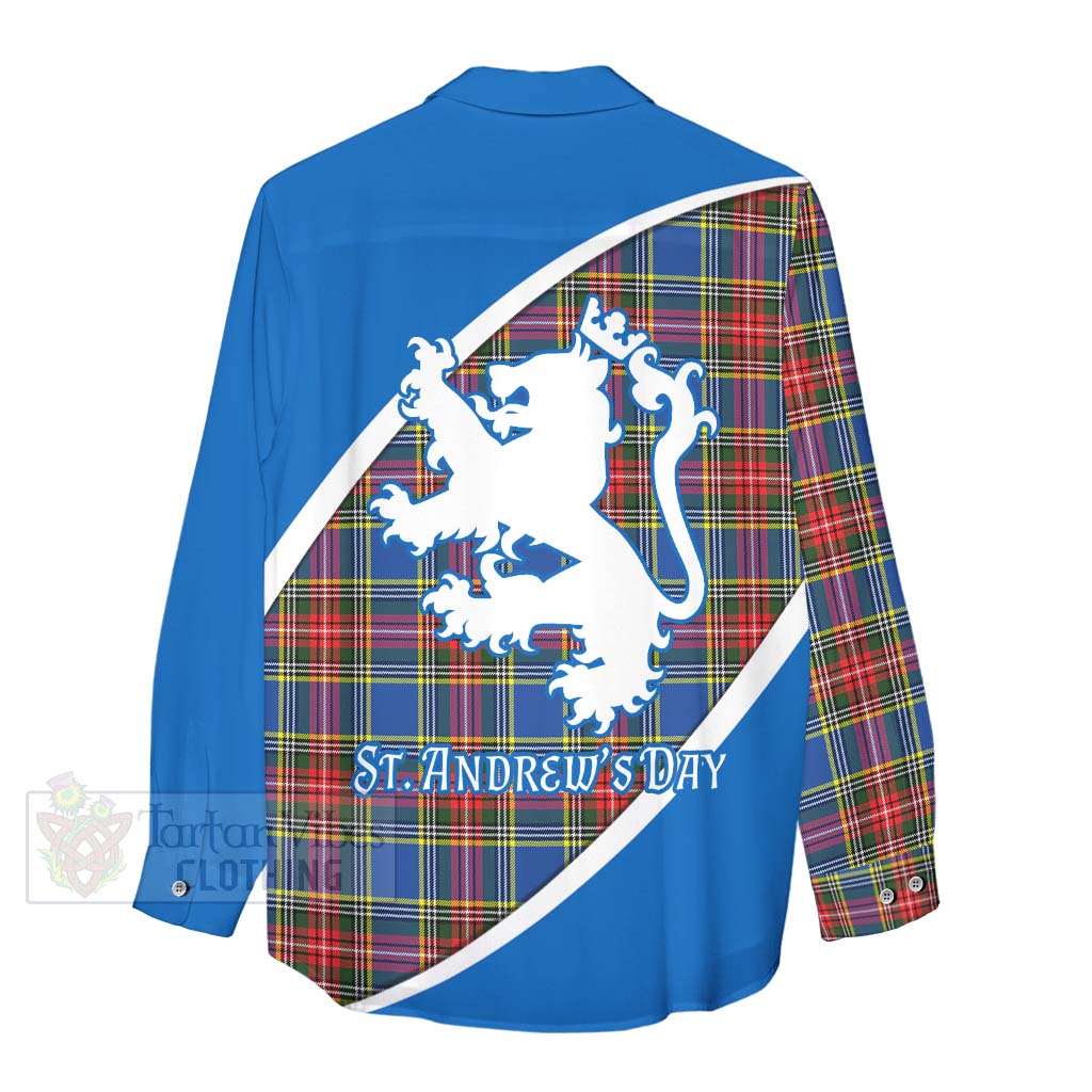 Tartan Vibes Clothing Bethune Family Crest Tartan Women's Casual Shirt Celebrate Saint Andrew's Day in Style